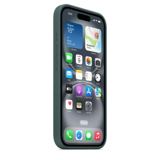 Cover Iphone 16 Silicone Case With Magsafe Apple - Lake Green